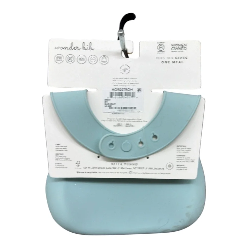 Bella Tunno Light Blue No More Silent Nights Silicone Wonder Bib NWT